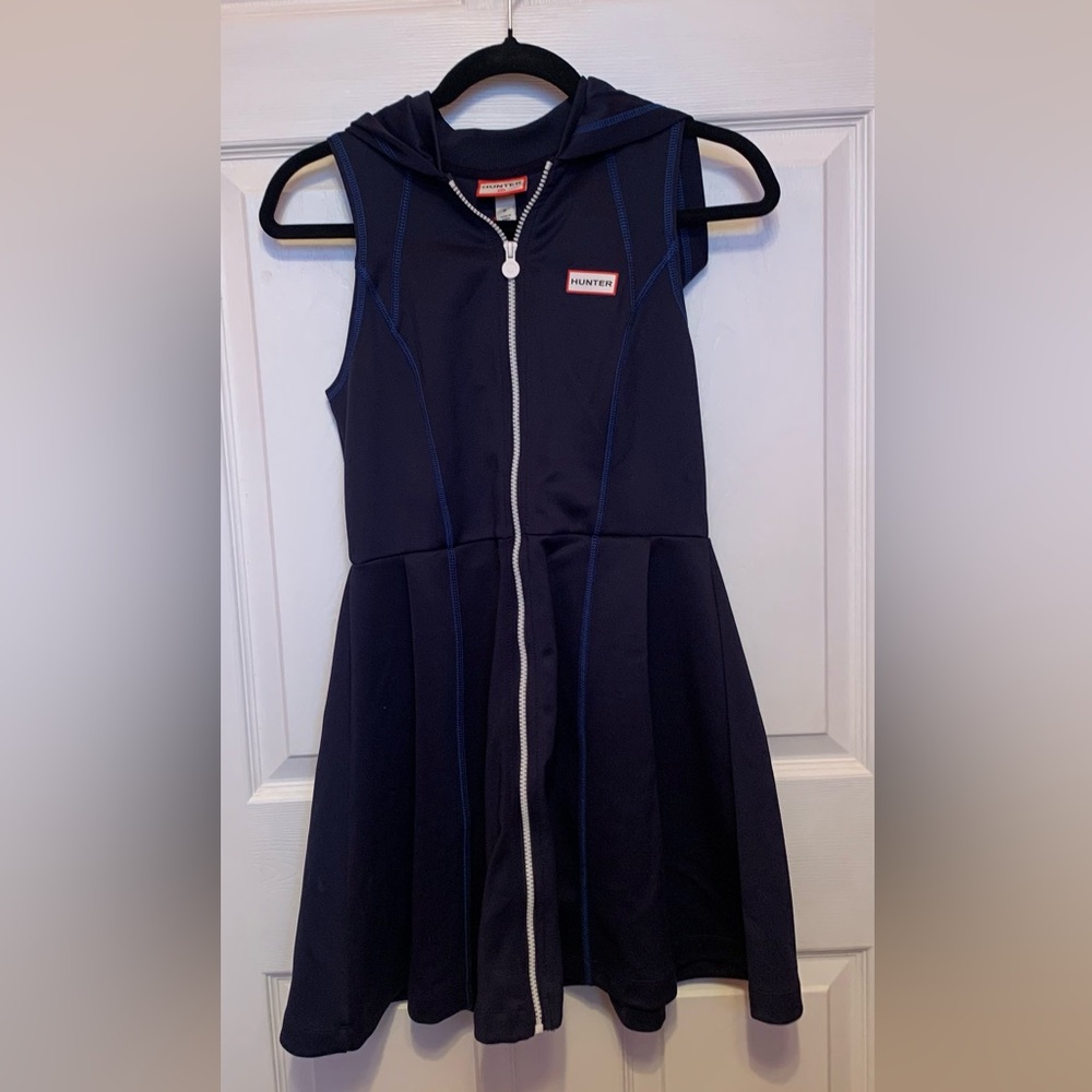 Hunter Navy Sleeveless Hooded Zip Dress
